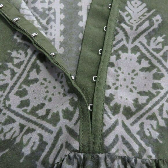 Anthropologie Konrad Joseph Semi Sheer Peasant Blouse M Green Gray Boho Chic - Picture 8 of 9